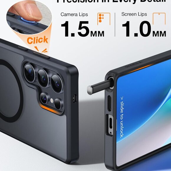 Samsung Galaxy S25 Ultra Case MagSafe Kickstand Magnetic Seamless Stand-Black - Picture 8 of 11